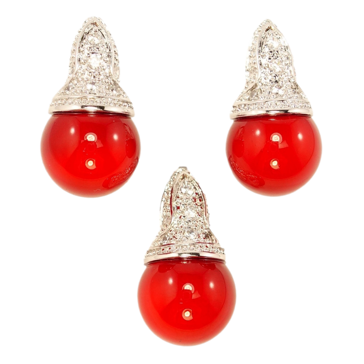 Набір Xuping Родій Сережки Кулон Червона Перлина в Оправі Купол фото №20