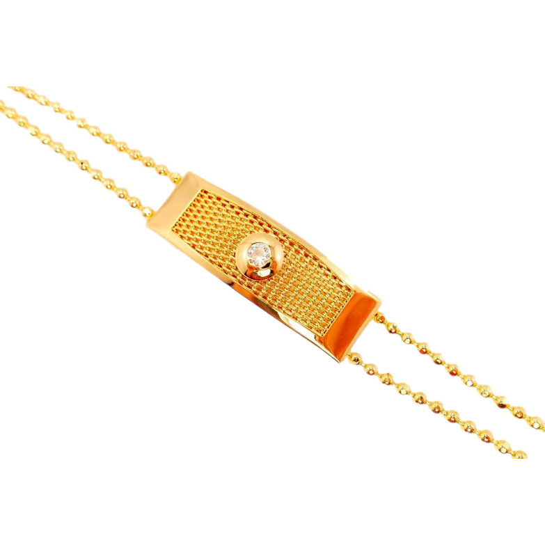 Браслет Xuping Позолота 18K Міланське Плетіння зі Вставкою Кристал у Тонкій Рамці довжина 19,5 см фото №1