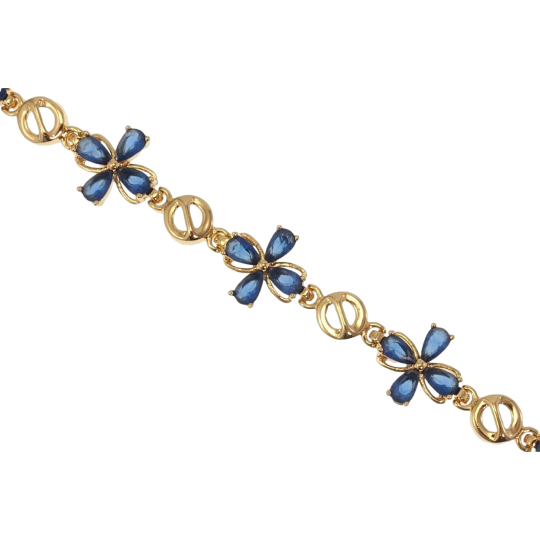 Браслет Xuping Позолота 18K Четырехлистники Синие Кристаллы доп.замок два размера 17.5,20см х 6-11мм фото №6