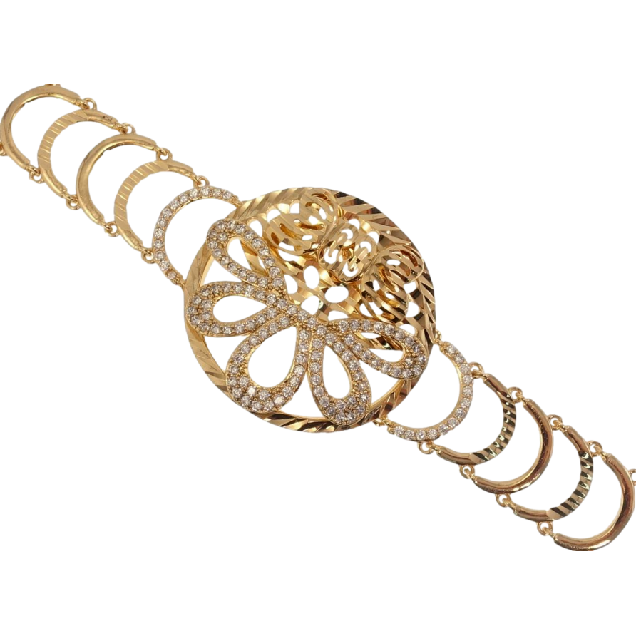 Браслет Xuping Позолота 18K Коло Пелюстки Цирконій та Різьблений Візерунок з Метеликом дод. замок 17,19см х 16-34мм фото №1