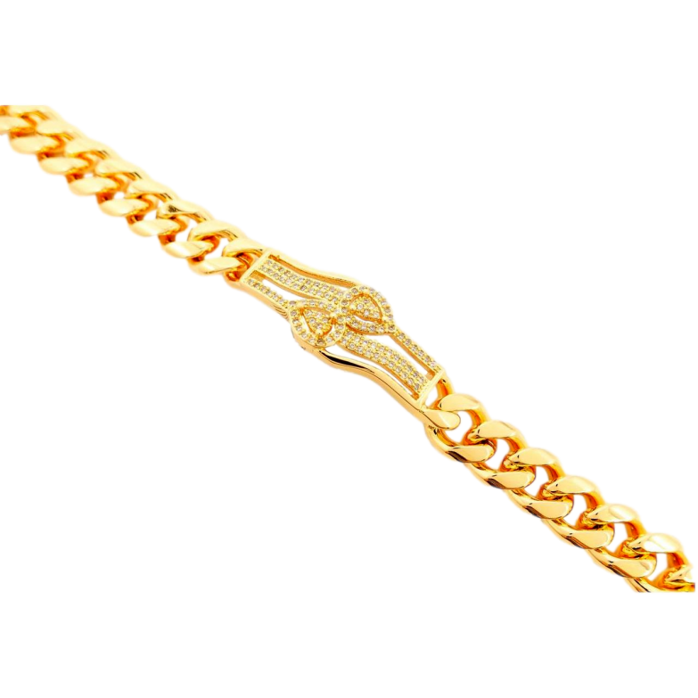 Браслет Xuping Позолота 18K Панцирное Плетение Вставка Фигурная Пластина Узор Мелкий Цирконий длина 20,5 см фото №5