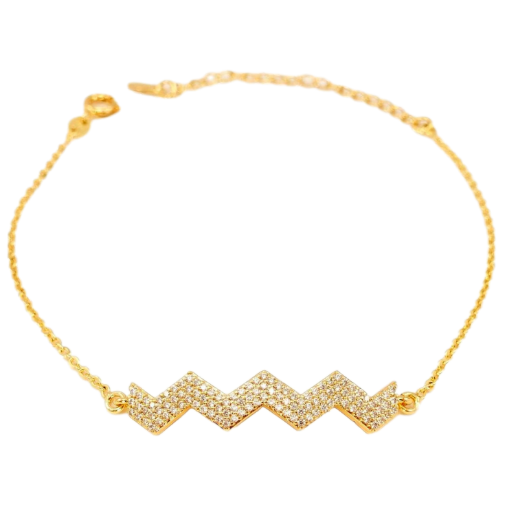Браслет Xuping Позолота 18K Вставка Зубчастий Візерунок Інкрустація Цирконій у Три Ряди довжина 17,5-22,5 см фото №4