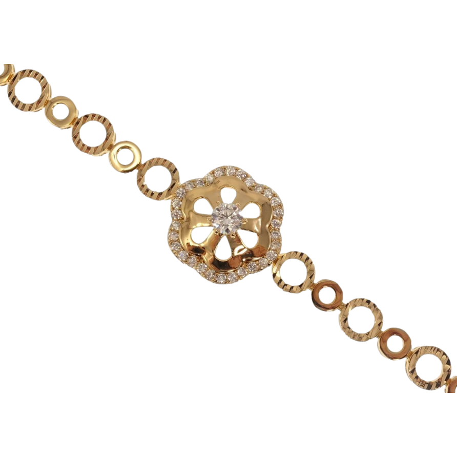 Браслет Xuping Позолота 18K Круги та Квітка довжина з дод. замком 18,20см х 7-22мм фото №1 Браслет Xuping Позолота 18K Круги та Квітка довжина з дод. замком 18,20см х 7-22мм фото №1