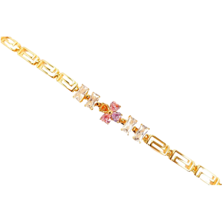 Браслет Xuping Позолота 18K Квітка Чотири Різнокольорові Пелюстка та Прямокутні Кристали довжина 17-20,5 см фото №7 Браслет Xuping Позолота 18K Квітка Чотири Різнокольорові Пелюстка та Прямокутні Кристали довжина 17-20,5 см фото №7