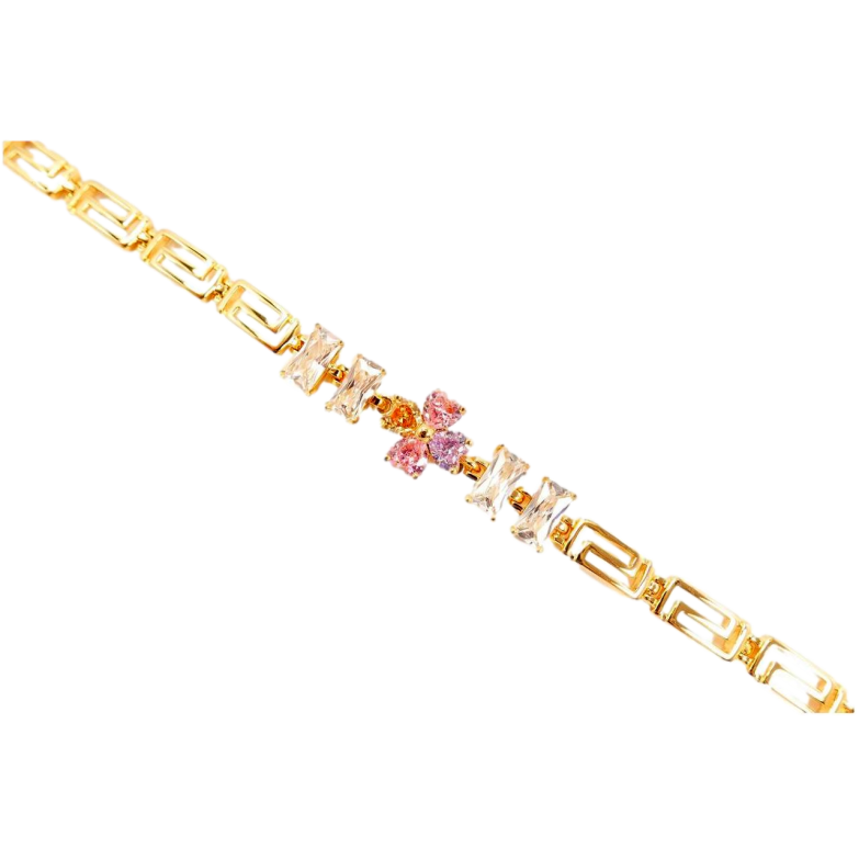 Браслет Xuping Позолота 18K Квітка Чотири Різнокольорові Пелюстка та Прямокутні Кристали довжина 17-20,5 см фото №5