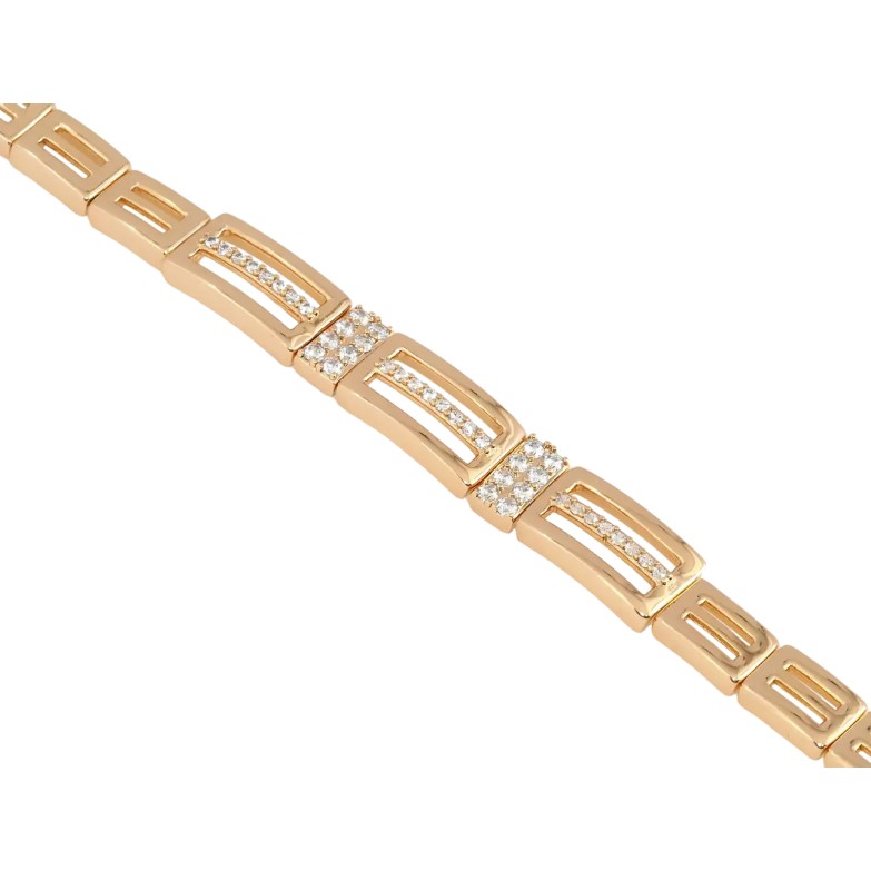 Браслет Xuping Позолота 18K Прямокутні ланки з цирконієм довжина з дод. замком 17,19см х 6-8мм фото №1