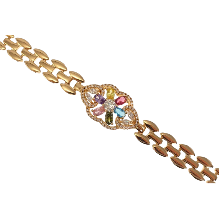 Браслет Xuping Позолота 18K Браслетне Плетіння Вставка Квітка Різнокольорові Кристали довжина 18.5см х 9-15мм фото №8 Браслет Xuping Позолота 18K Браслетне Плетіння Вставка Квітка Різнокольорові Кристали довжина 18.5см х 9-15мм фото №8
