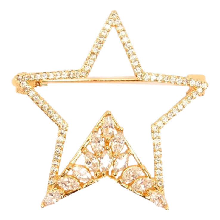 Брошка Xuping Позолота 18K Зірочка Декор Куточок Інкрустація Кристали фото №16 Брошка Xuping Позолота 18K Зірочка Декор Куточок Інкрустація Кристали фото №16