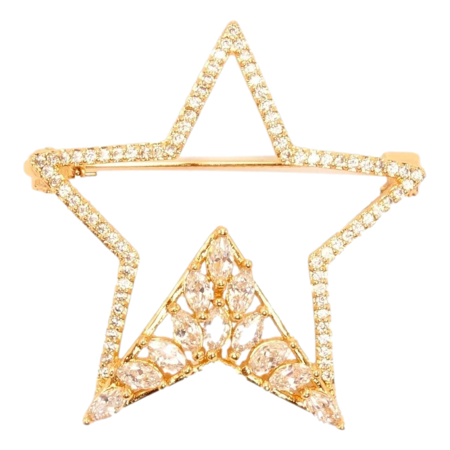 Брошь Xuping Позолота 18K Звездочка Декор Уголок Инкрустация Кристаллы фото №1