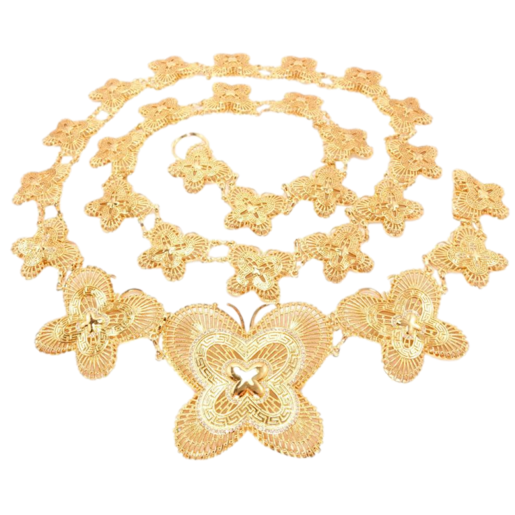Пояс Xuping Позолота 18K Ажурні Метелики з Грецьким Орнаментом довжина 1 метр застібка регулюється фото №2