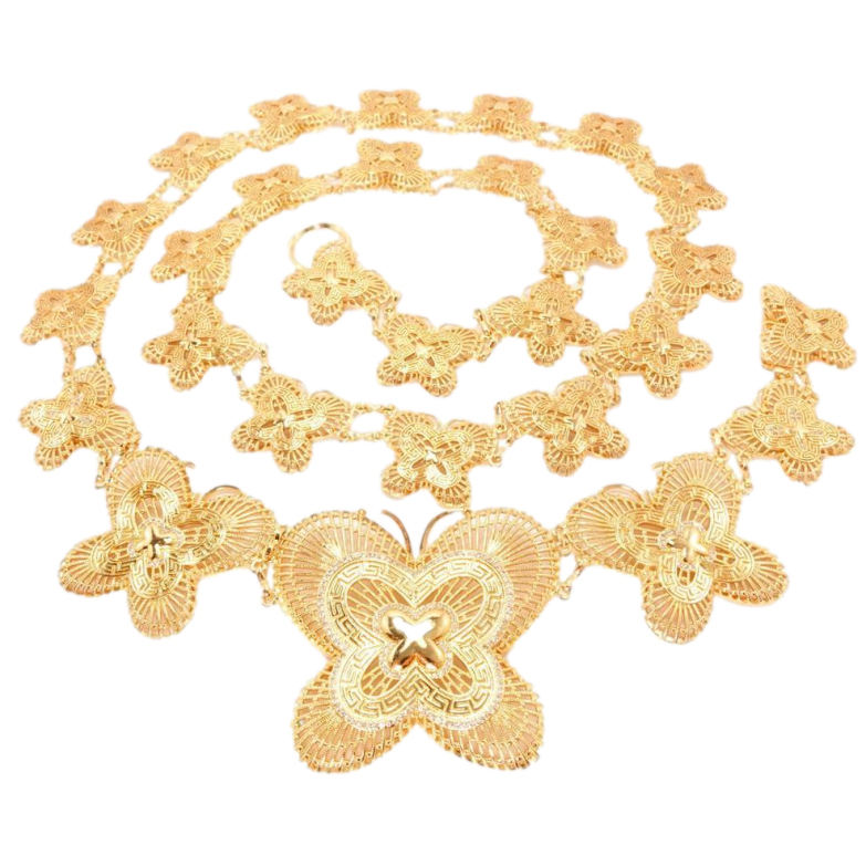 Пояс Xuping Позолота 18K Ажурні Метелики з Грецьким Орнаментом довжина 1 метр застібка регулюється фото №1 Пояс Xuping Позолота 18K Ажурні Метелики з Грецьким Орнаментом довжина 1 метр застібка регулюється фото №1
