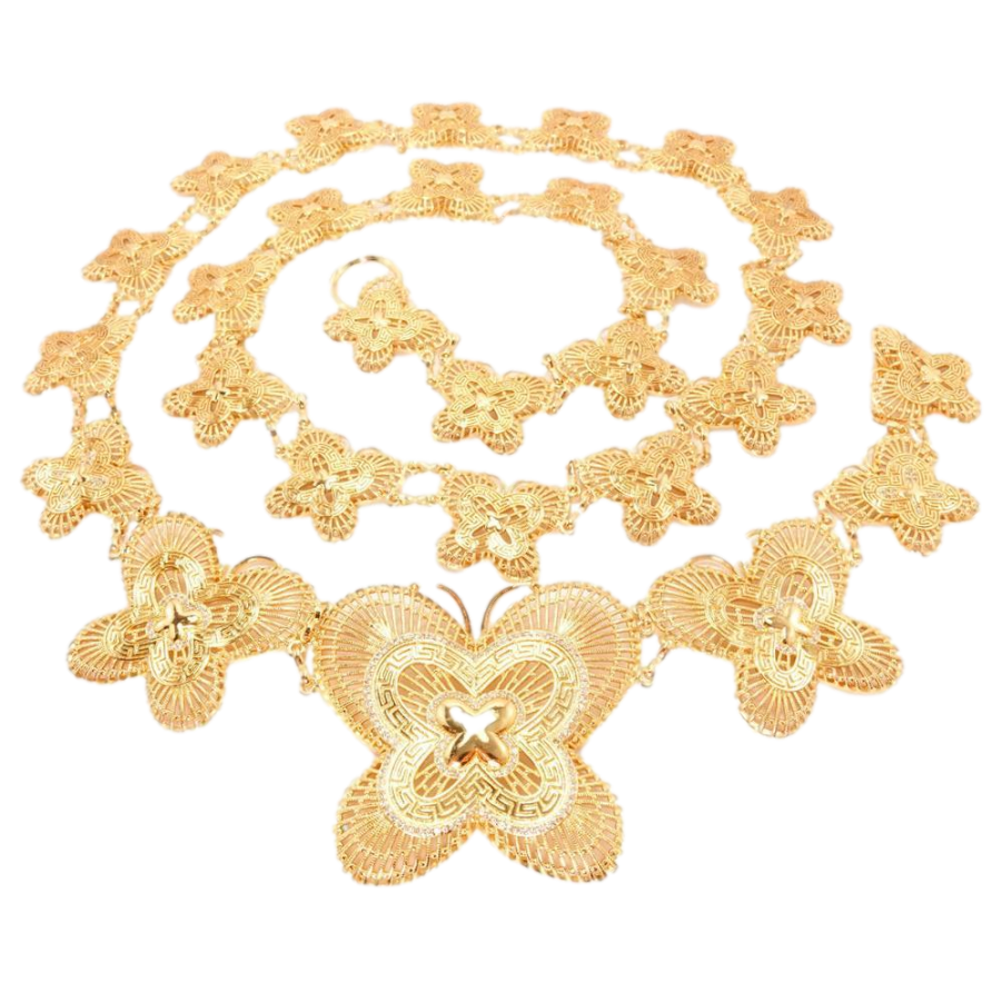 Пояс Xuping Позолота 18K Ажурні Метелики з Грецьким Орнаментом довжина 1 метр застібка регулюється фото №1 Пояс Xuping Позолота 18K Ажурні Метелики з Грецьким Орнаментом довжина 1 метр застібка регулюється фото №1