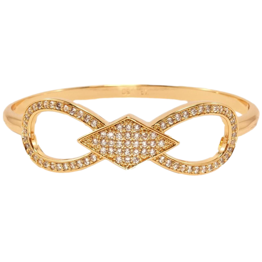 Браслет Xuping Позолота 18K Бесконечность Декор Ромб Цирконий ø 6 см фото №1