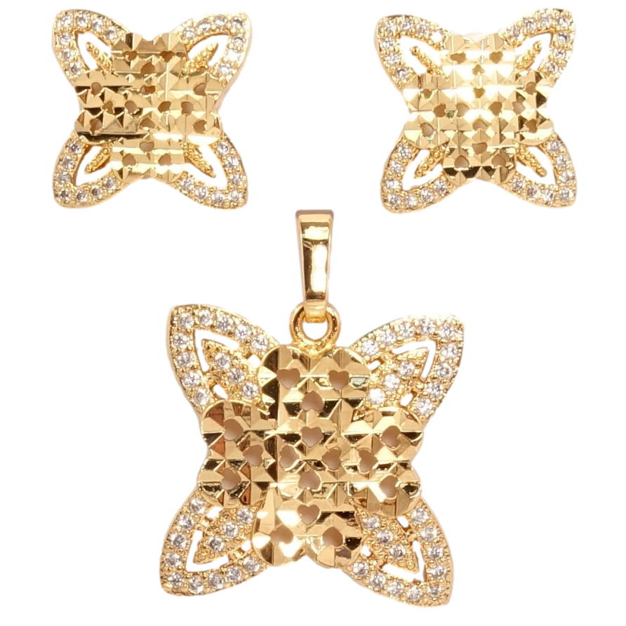 Набір Xuping Позолота 18K Сережки Кулон Чотирьохлист Алмазна Огранювання та Інкрустація Цирконій фото №1 Набір Xuping Позолота 18K Сережки Кулон Чотирьохлист Алмазна Огранювання та Інкрустація Цирконій фото №1