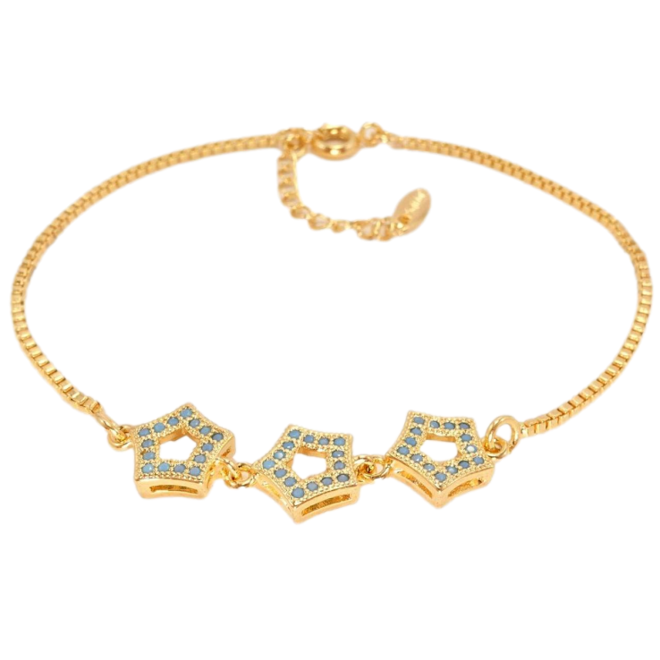 Браслет Xuping Позолота 18K Зоряне Тріо довжина з дод. ланцюжком 17,5-20,5см. фото №6