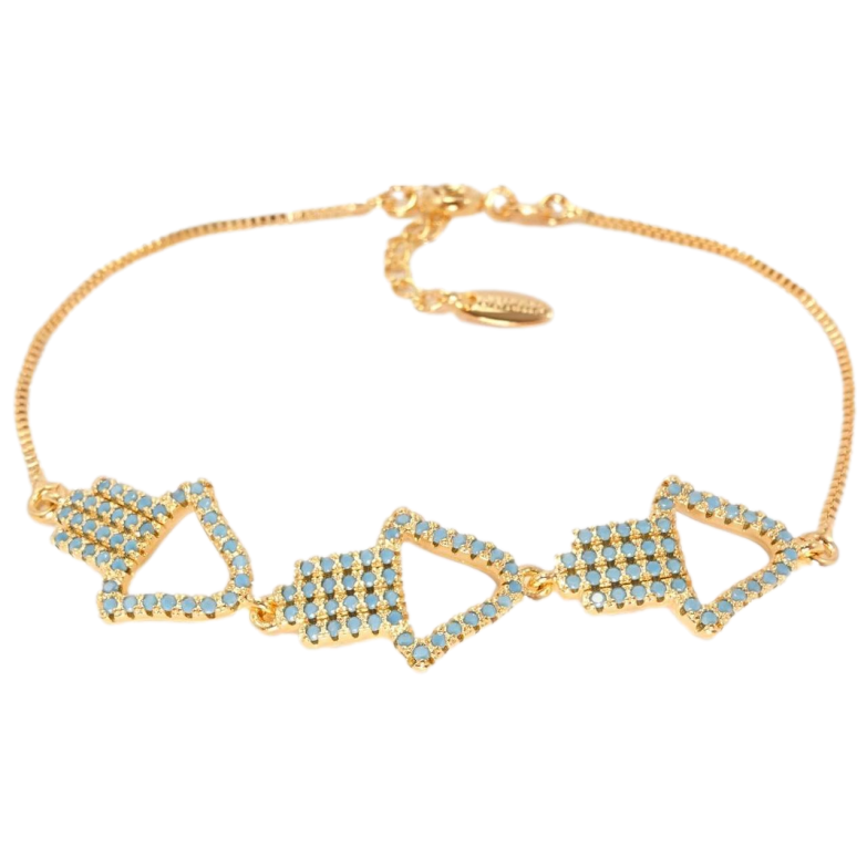 Браслет Xuping Позолота 18K Вказівні Стрілки Інкрустація Дрібні Блакитні Кристали довжина з дод. ланцюжком фото №1 Браслет Xuping Позолота 18K Вказівні Стрілки Інкрустація Дрібні Блакитні Кристали довжина з дод. ланцюжком фото №1