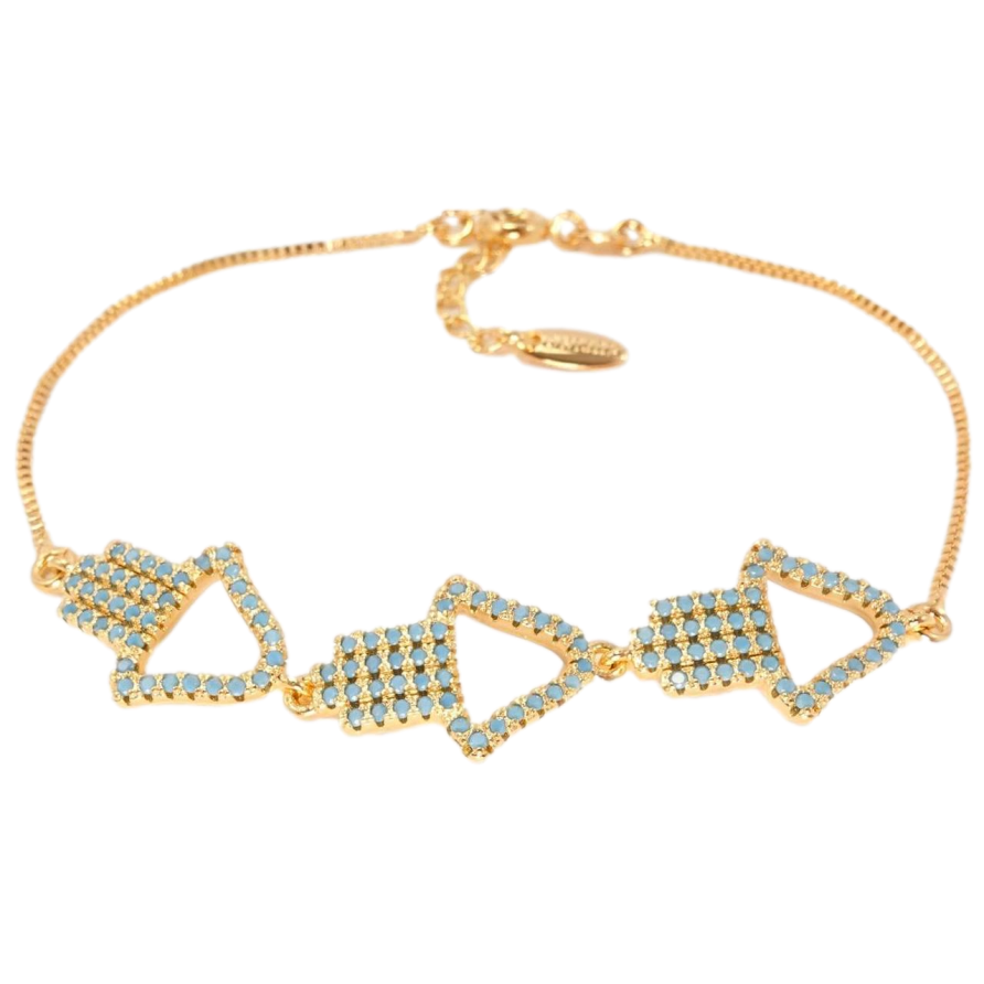 Браслет Xuping Позолота 18K Вказівні Стрілки Інкрустація Дрібні Блакитні Кристали довжина з дод. ланцюжком фото №1 Браслет Xuping Позолота 18K Вказівні Стрілки Інкрустація Дрібні Блакитні Кристали довжина з дод. ланцюжком фото №1