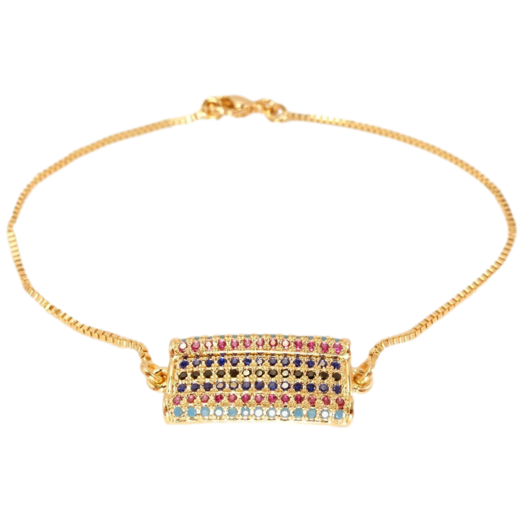 Браслет Xuping Позолота 18K Прямокутна Сполучна Вставка Інкрустація Дрібні Кольорові Кристали довжина фото №4