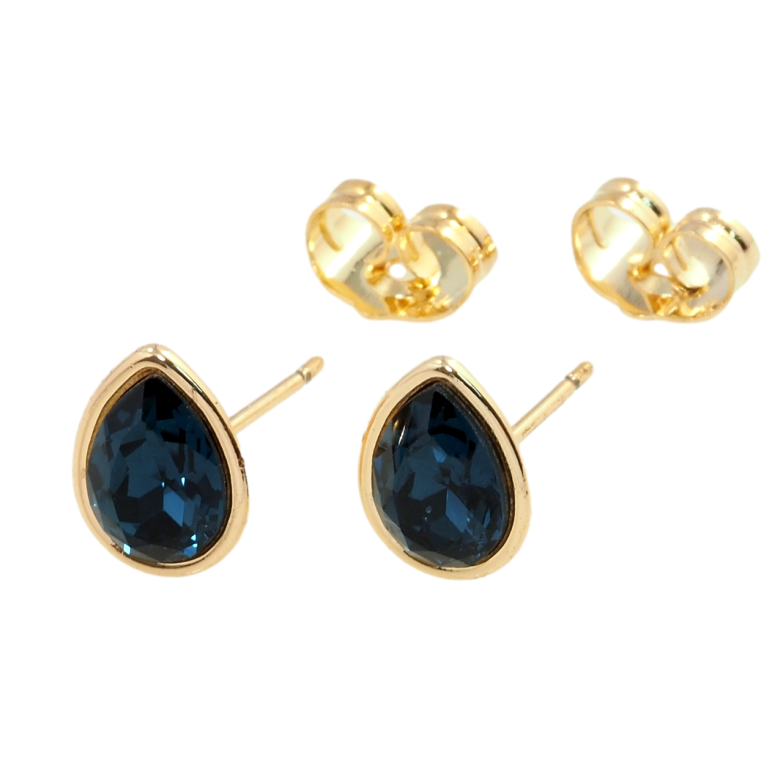 Серьги Xuping цвет 18K с кристаллами Swarovski пусеты Синий Грушевидный Кристалл в Глухой Оправе фото №1 Серьги Xuping цвет 18K с кристаллами Swarovski пусеты Синий Грушевидный Кристалл в Глухой Оправе фото №1