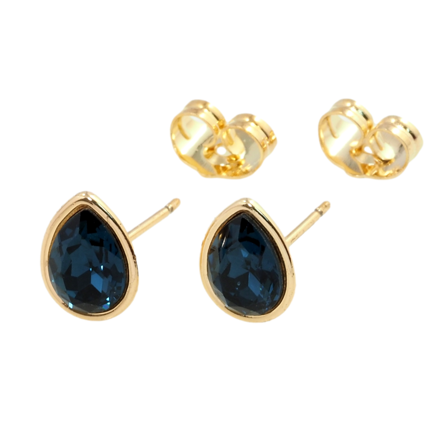 Сережки Xuping колір 18K з кристалами Swarovski пусети Синій Грушоподібний Кристал у Глухій Оправі фото №1 Сережки Xuping колір 18K з кристалами Swarovski пусети Синій Грушоподібний Кристал у Глухій Оправі фото №1