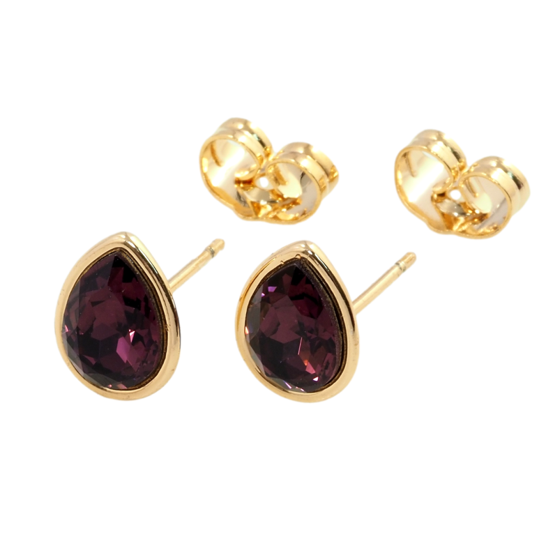 Сережки Xuping колір 18K з кристалами Swarovski пусети Грушоподібний кристал у глухій Оправі фото №4