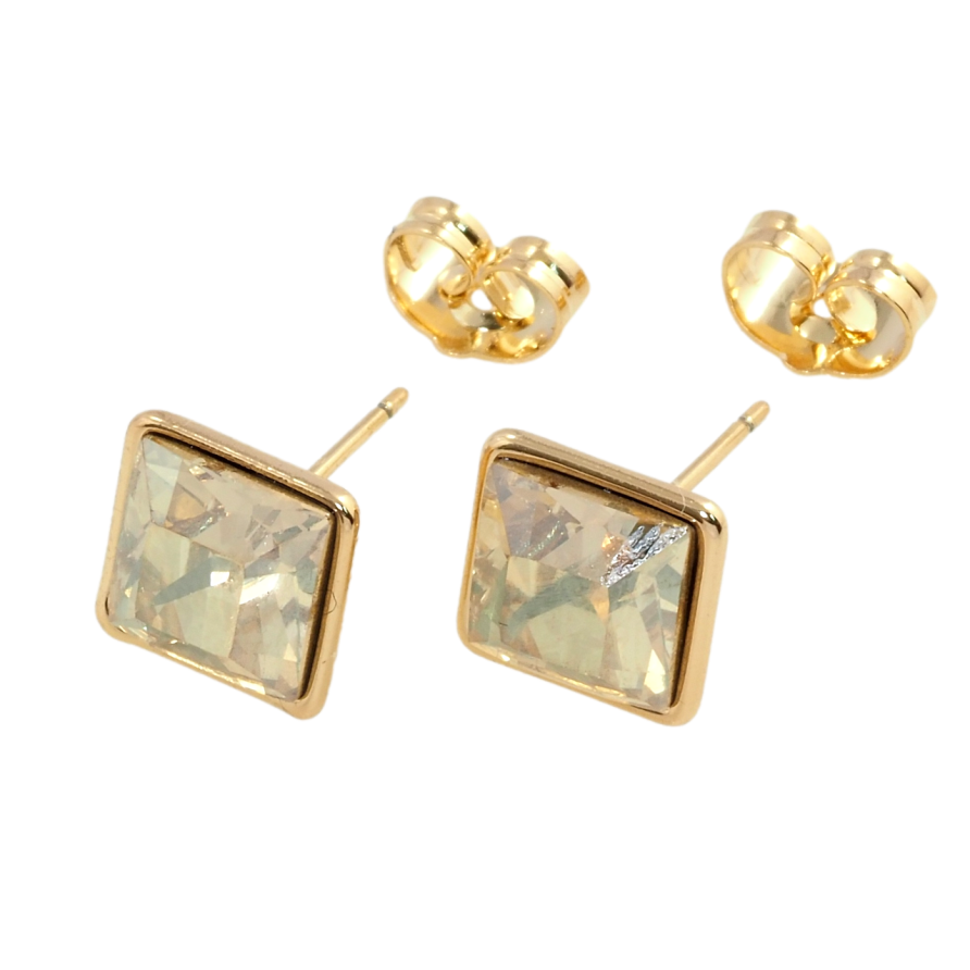 Сережки Xuping колір 18K з кристалами Swarovski пусети Квадратний Кристал у Глухій Оправі фото №1