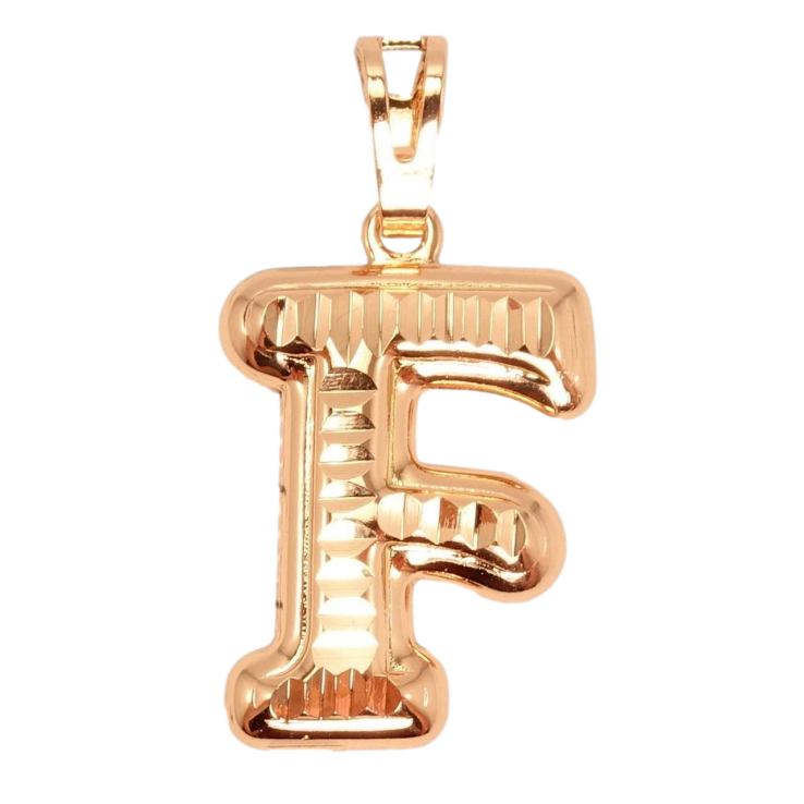 Кулон Xuping Позолота РВ Літера F з Візерунком Алмазні Насічки фото №22
