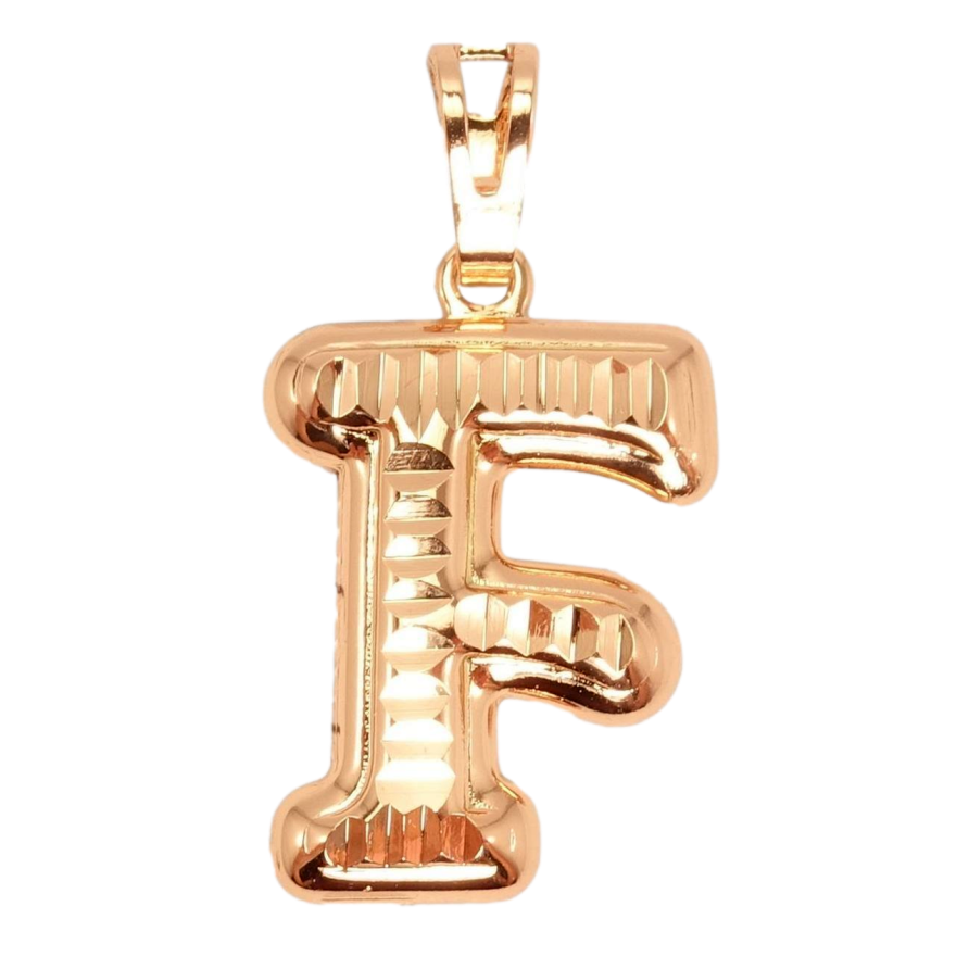 Кулон Xuping Позолота РВ Літера F з Візерунком Алмазні Насічки фото №1