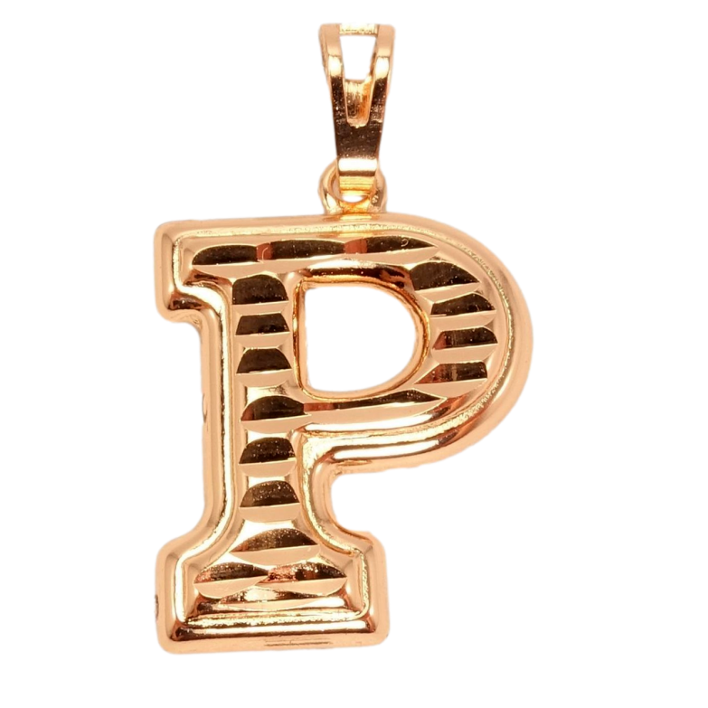 Кулон Xuping Позолота РВ Литера P з Візерунком Алмазні Насічки фото №1 Кулон Xuping Позолота РВ Литера P з Візерунком Алмазні Насічки фото №1