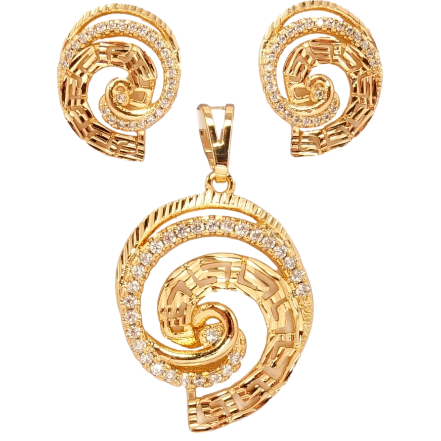 Набор Xuping Позолота 18K Серьги Кулон Завиток фото №1 Набор Xuping Позолота 18K Серьги Кулон Завиток фото №1