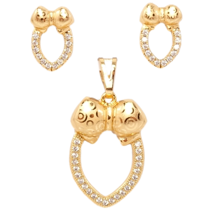 Набір Xuping Позолота 18K Сережки Кулон Підкова Цирконій та Бантик з Напиленням Кола фото №2