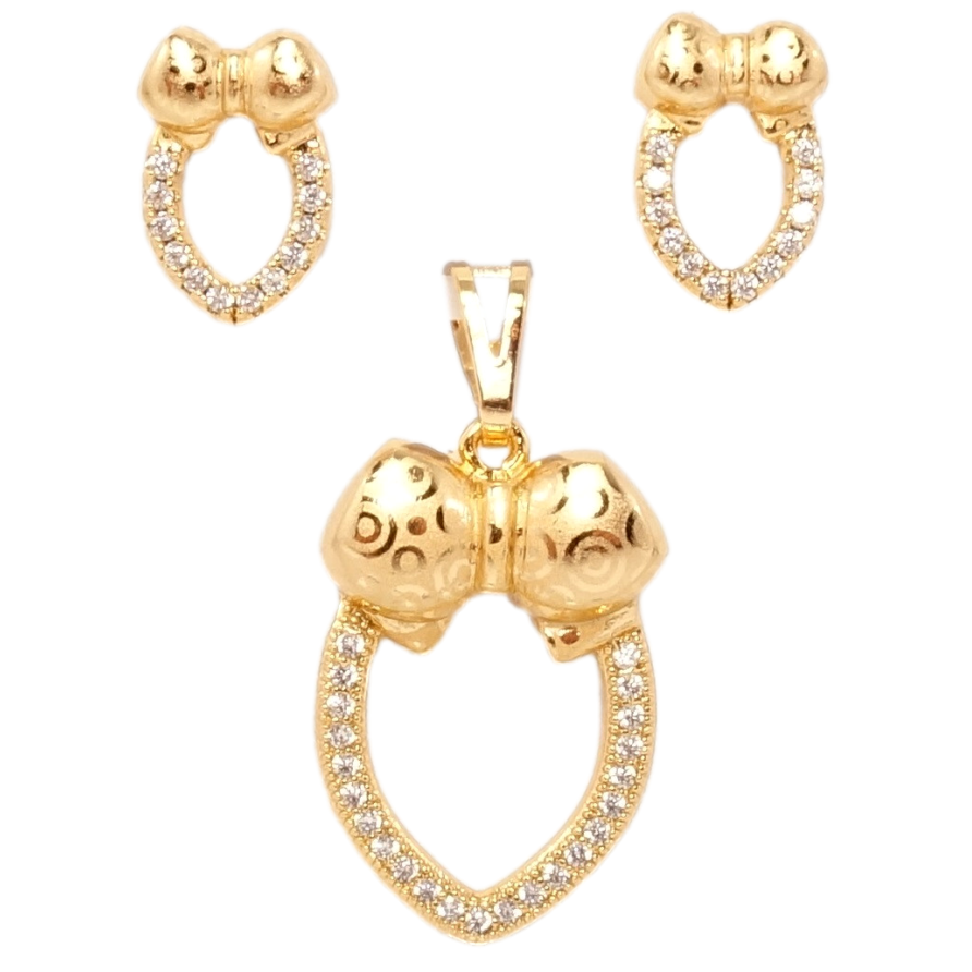 Набір Xuping Позолота 18K Сережки Кулон Підкова Цирконій та Бантик з Напиленням Кола фото №1