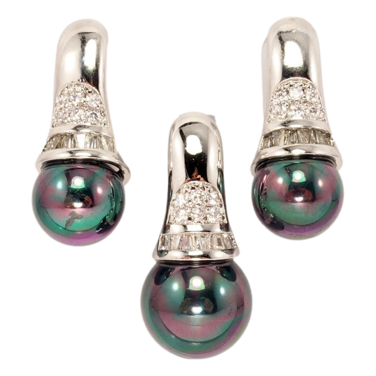 Набір Xuping Родій Сережки Кулон Чорна Перлина в Декоративному Ковпачку фото №19