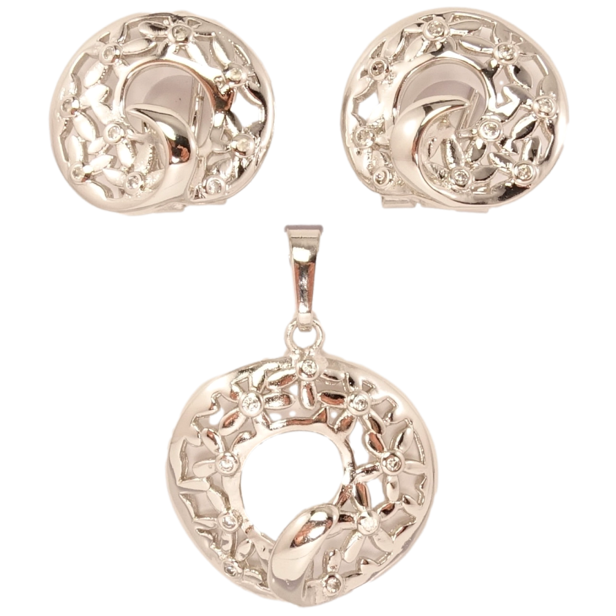 Набір Xuping Родій Сережки Кулон Квіткова Стрічка фото №1 Набір Xuping Родій Сережки Кулон Квіткова Стрічка фото №1