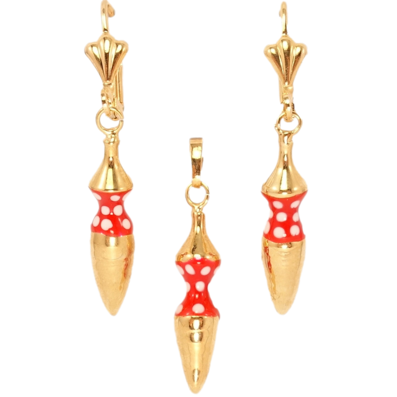 Набір Xuping Позолота 18K Сережки Кулон Фігурні підвіски у горошок фото №6 Набір Xuping Позолота 18K Сережки Кулон Фігурні підвіски у горошок фото №6