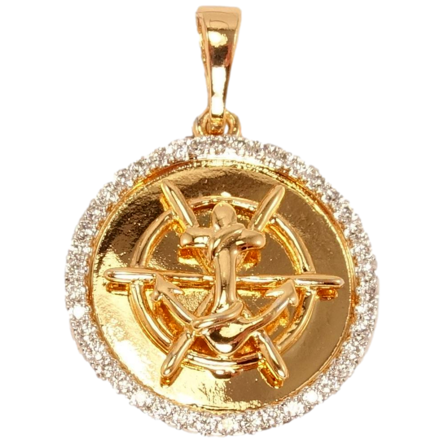 Кулон Xuping Позолота + Родій Коло з якорем та окантовкою цирконій фото №1