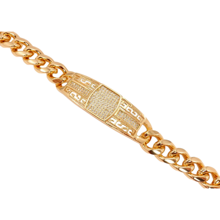 Браслет Xuping Позолота 18K Панцирне плетіння вставка з орнаментом у грецькому стилі довжина 20см х 11,1мм фото №3 Браслет Xuping Позолота 18K Панцирне плетіння вставка з орнаментом у грецькому стилі довжина 20см х 11,1мм фото №3