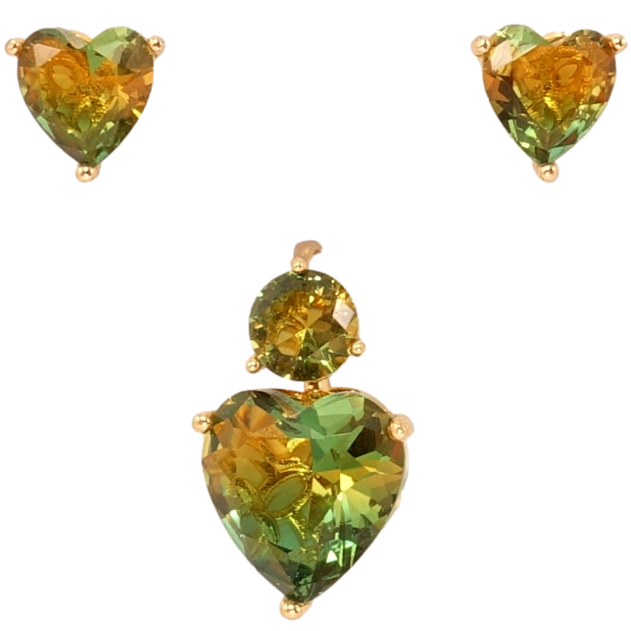 Набір Xuping Позолота 18K Сережки Кулон Кристал хамелеон форма серце фото №1 Набір Xuping Позолота 18K Сережки Кулон Кристал хамелеон форма серце фото №1