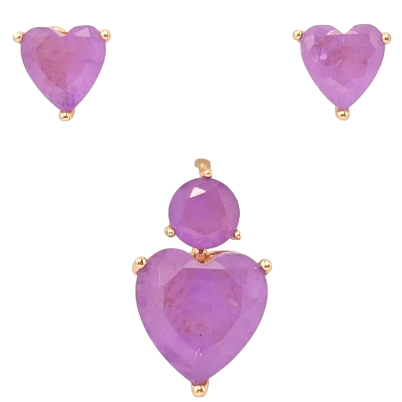 Набір Xuping Позолота 18K Сережки Кулон Фіолетовий кристал серце фото №1 Набір Xuping Позолота 18K Сережки Кулон Фіолетовий кристал серце фото №1