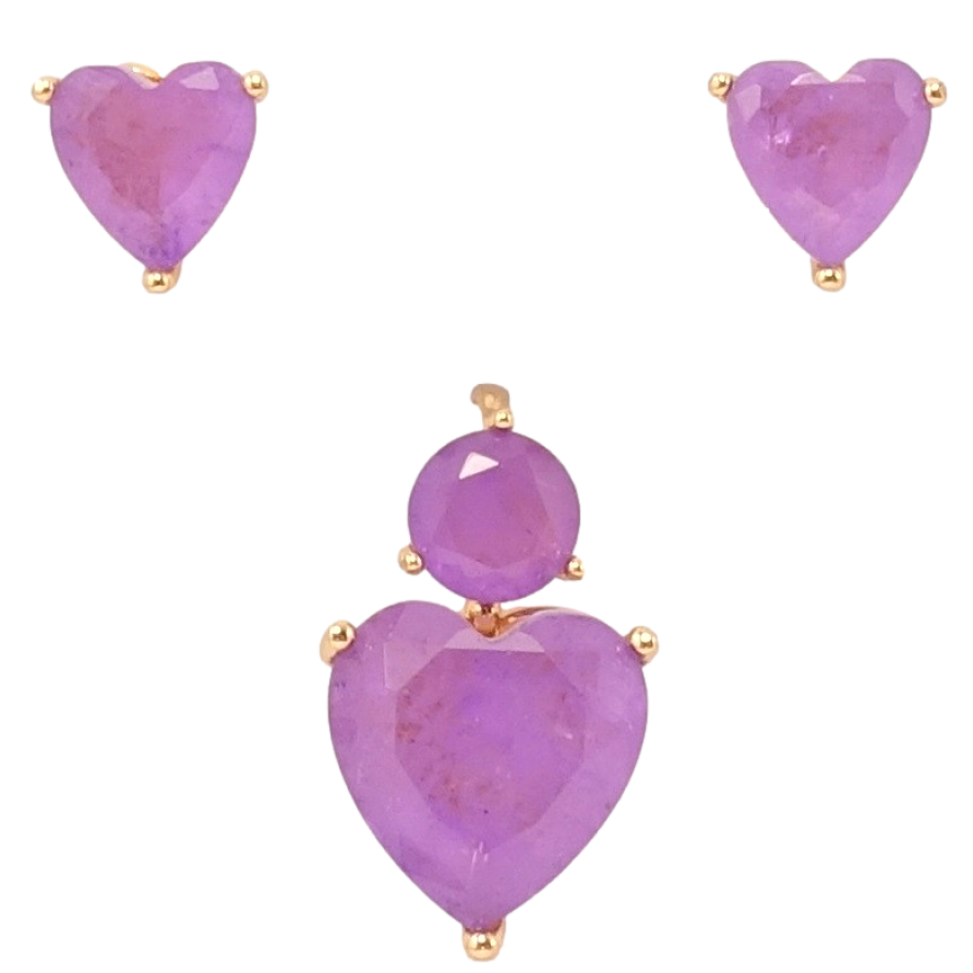 Набір Xuping Позолота 18K Сережки Кулон Фіолетовий кристал серце фото №1 Набір Xuping Позолота 18K Сережки Кулон Фіолетовий кристал серце фото №1