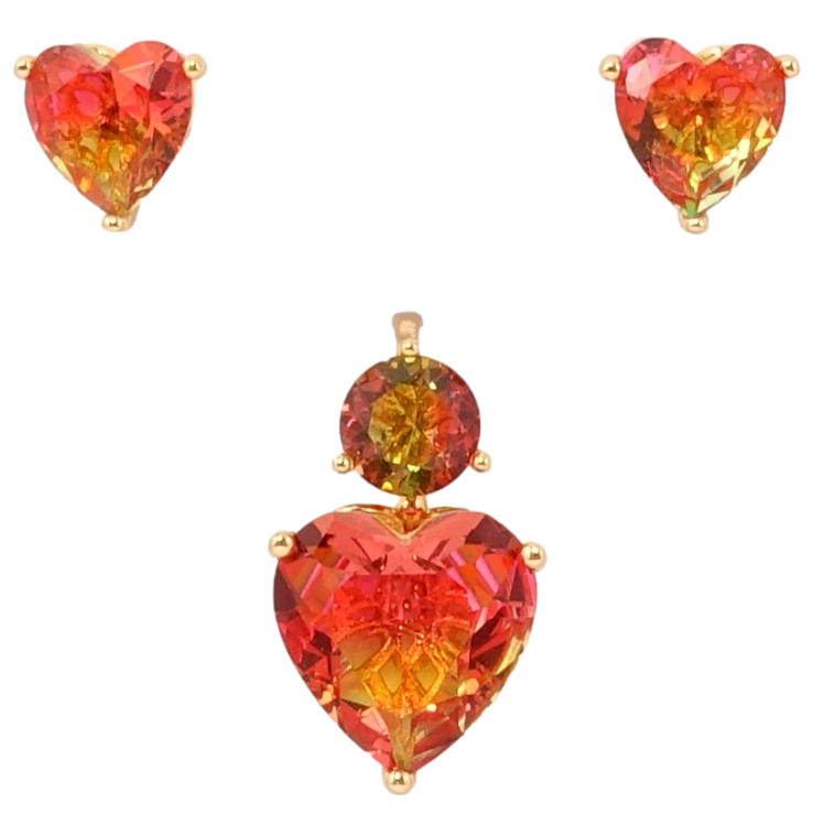 Набір Xuping Позолота 18K Сережки Кулон Кристал хамелеон форма серце фото №19