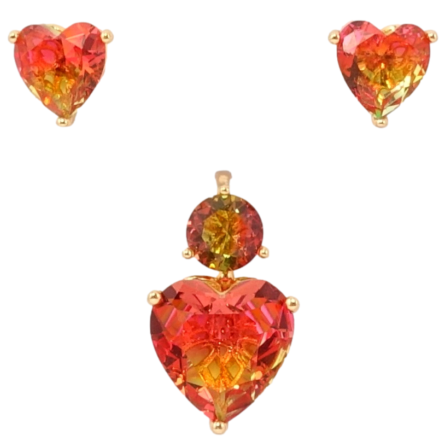 Набір Xuping Позолота 18K Сережки Кулон Кристал хамелеон форма серце фото №1 Набір Xuping Позолота 18K Сережки Кулон Кристал хамелеон форма серце фото №1