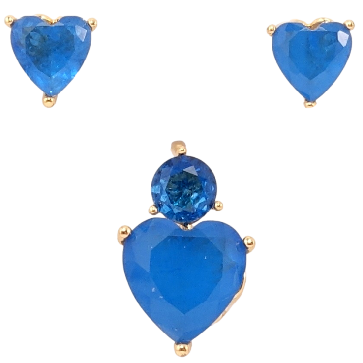 Набір Xuping Позолота 18K Сережки Кулон Синій кристал серця фото №19