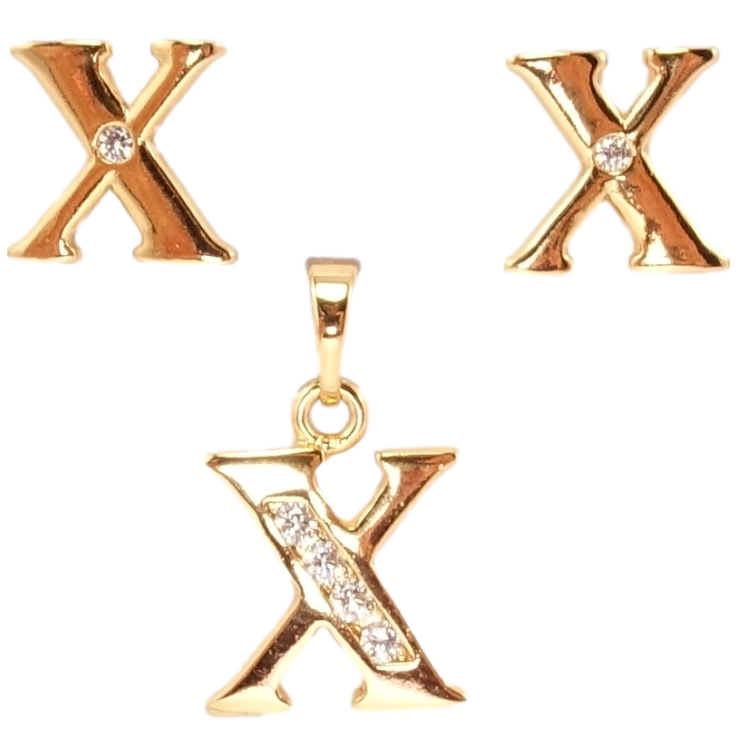 Набор Xuping Позолота 18K Серьги Кулон Буква X фото №12