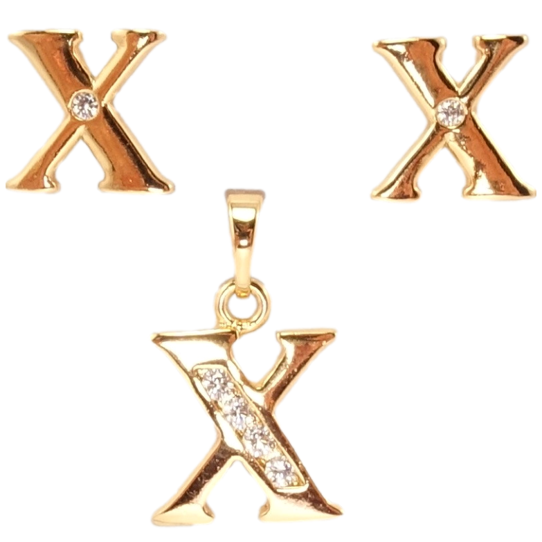 Набір Xuping Позолота 18K Сережки Кулон Літера X фото №1