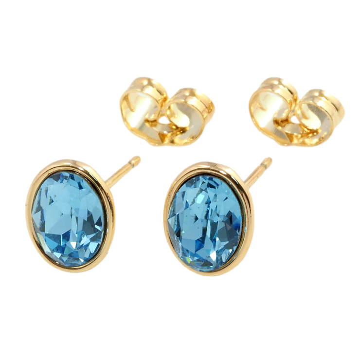 Сережки Xuping колір 18K з кристалами Swarovski пусети Блакитний овальний кристал в ободковій оправі 8х6 фото №25 Сережки Xuping колір 18K з кристалами Swarovski пусети Блакитний овальний кристал в ободковій оправі 8х6 фото №25