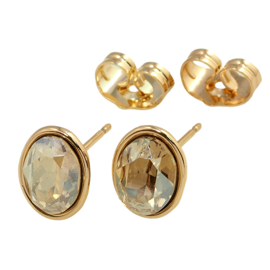 Сережки Xuping колір 18K з кристалами Swarovski пусети Пісочний овальний кристал в ободковій оправі фото №1 Сережки Xuping колір 18K з кристалами Swarovski пусети Пісочний овальний кристал в ободковій оправі фото №1