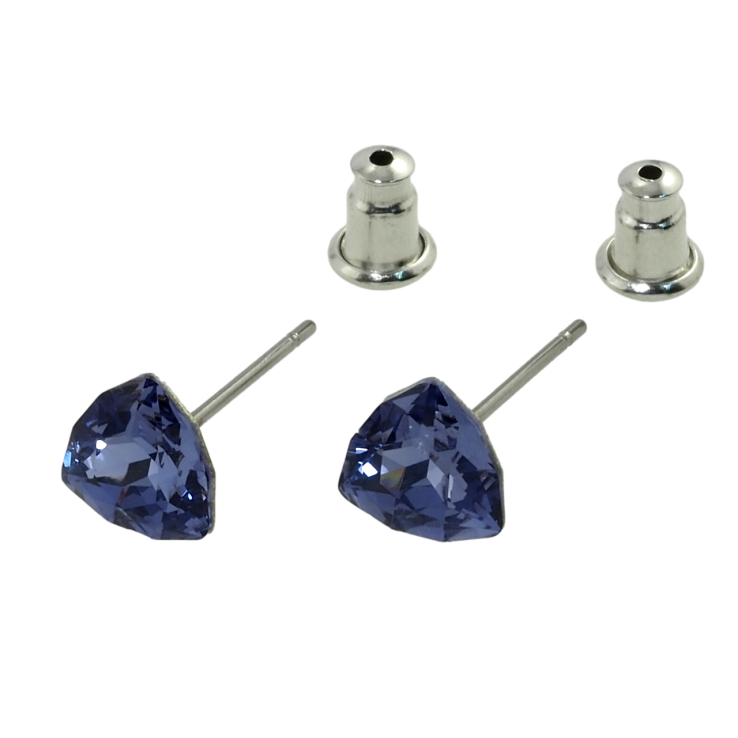 Сережки Xuping колір Родій з кристалами Swarovski пусети Трикутний кристал Purple Velvet 7 мм фото №17 Сережки Xuping колір Родій з кристалами Swarovski пусети Трикутний кристал Purple Velvet 7 мм фото №17