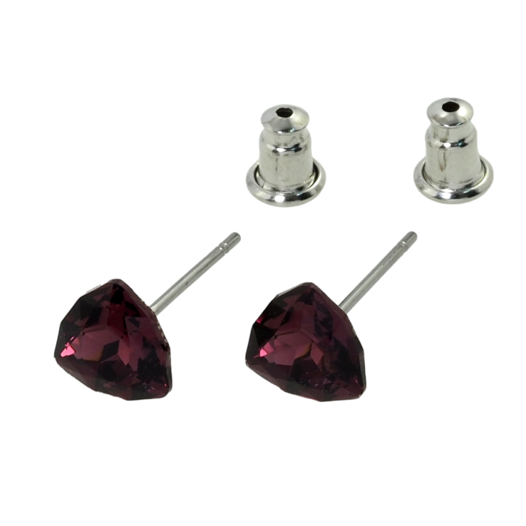 Сережки Xuping колір Родій з кристалами Swarovski пусети Трикутний кристал Burgundy 7 мм фото №9 Сережки Xuping колір Родій з кристалами Swarovski пусети Трикутний кристал Burgundy 7 мм фото №9