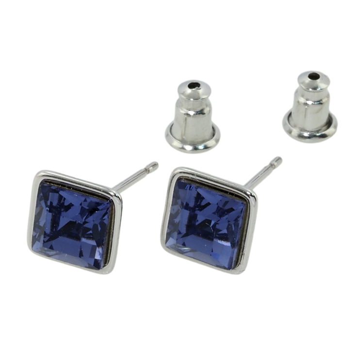 Сережки Xuping колір Родій з кристалами Swarovski пусети Ромбовий кристал колір Purple Velvet 8 х 8мм фото №6 Сережки Xuping колір Родій з кристалами Swarovski пусети Ромбовий кристал колір Purple Velvet 8 х 8мм фото №6